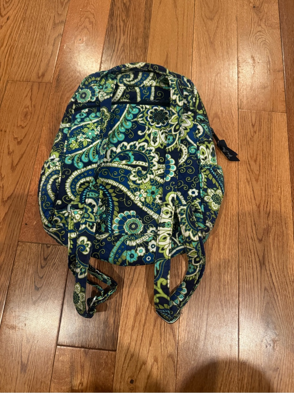 Quilted Floral Paisley Mini Backpack - Blue & Green - Picture 2 of 4